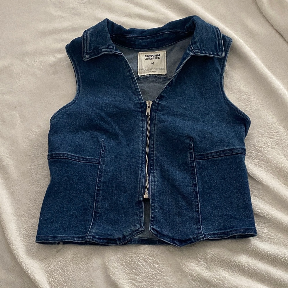 Women's denim Zip-Up Tank Top size Medium